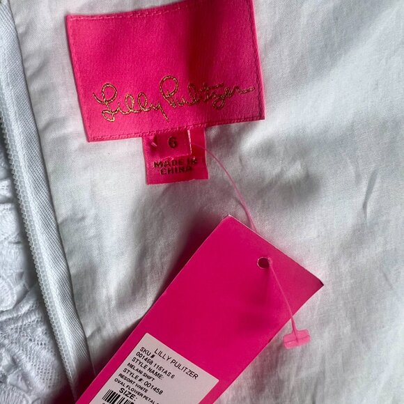 Lilly Pulitzer White Eyelet Melani Shift Dress NWT 6 - Picture 9 of 9